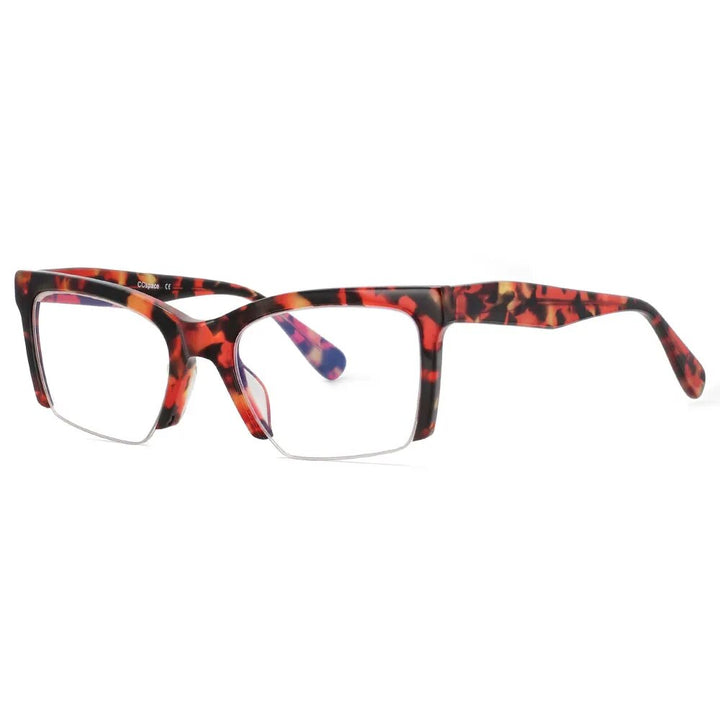 CCspace Women's Semi Rim Square Acetate Hyperopic Reading Glasses R49409 Reading Glasses CCspace C3 0
