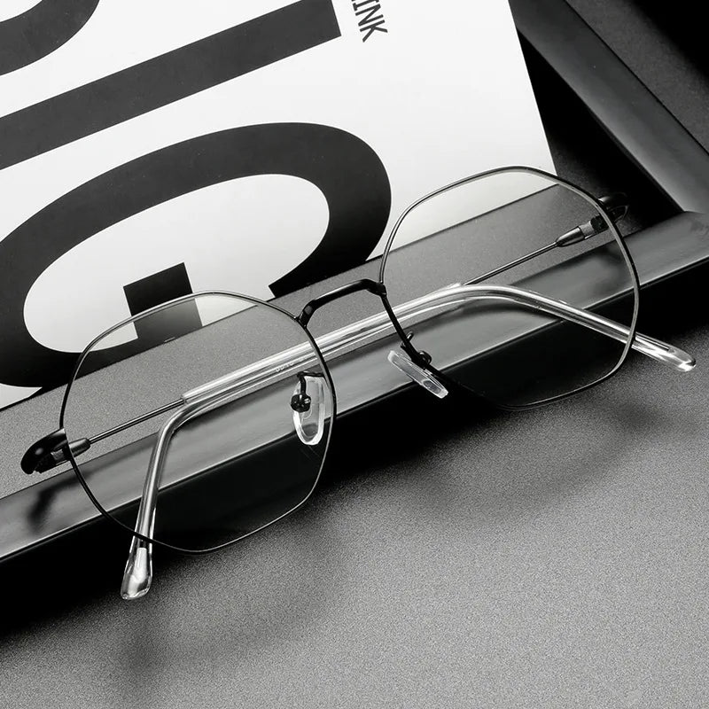 Kocolior Unisex Full Rim Polygon Titanium Alloy Eyeglasses 9039 Full Rim Kocolior BLACK China