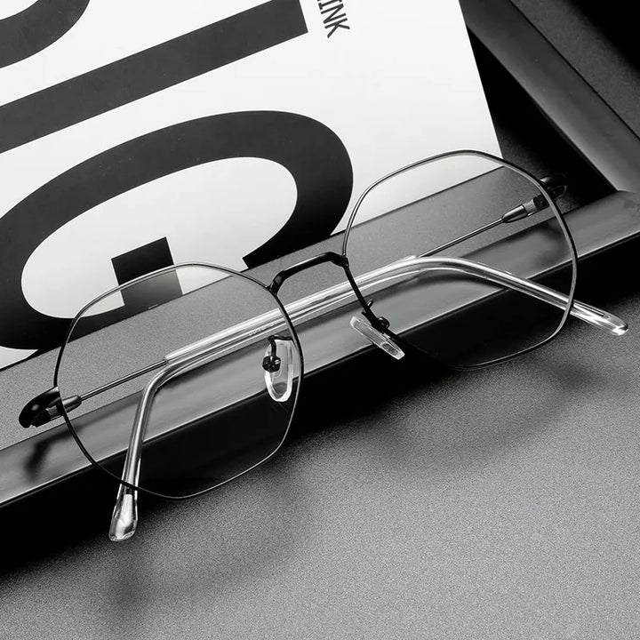 Kocolior Unisex Full Rim Polygon Titanium Alloy Eyeglasses 9039 Full Rim Kocolior BLACK China