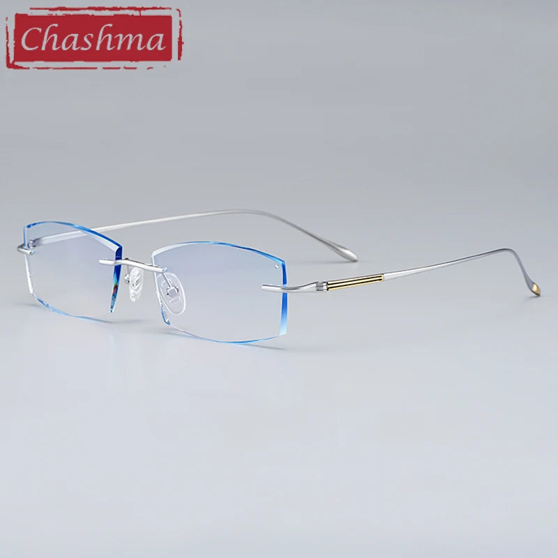Chashma Unisex Rimless Oval Rectangle Titanium Eyeglasses 879083
