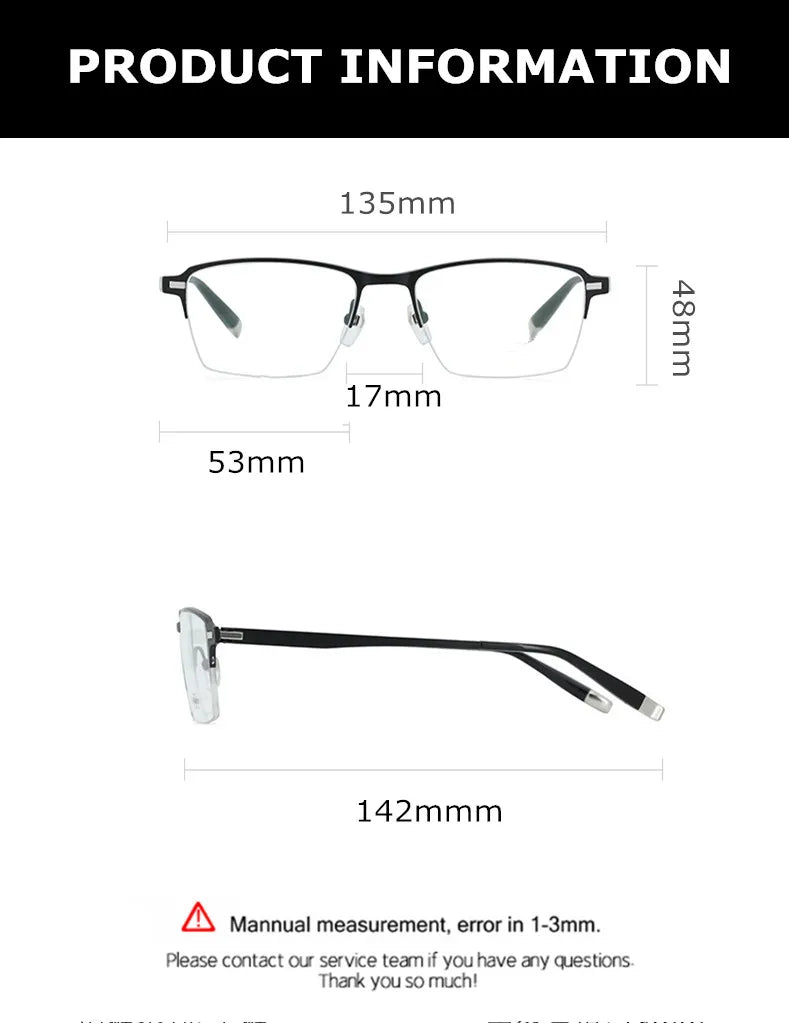 Aimee Men's Semi Rim Square Titanium Acetate Eyeglasses 27009 Semi Rim Aimee