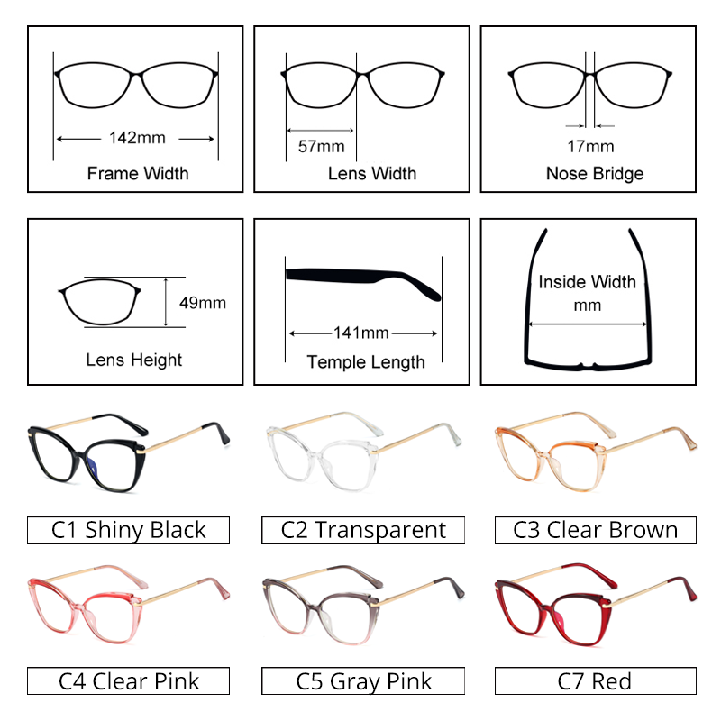 Ralferty Women's Full Rim Square Cat Eye Acetate Eyeglasses F95285 Full Rim Ralferty