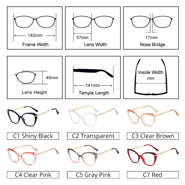 Ralferty Women's Full Rim Square Cat Eye Acetate Eyeglasses F95285 Full Rim Ralferty