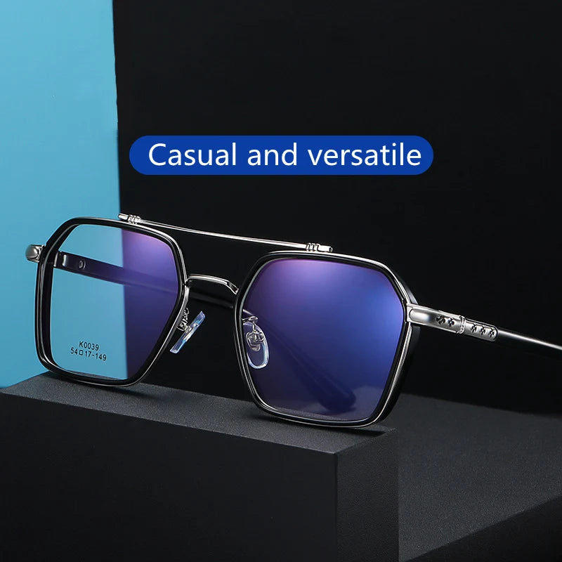 Kocolior Unisex Full Rim Square Acetate Double Bridge Titanium Eyeglasses 0039 Full Rim Kocolior