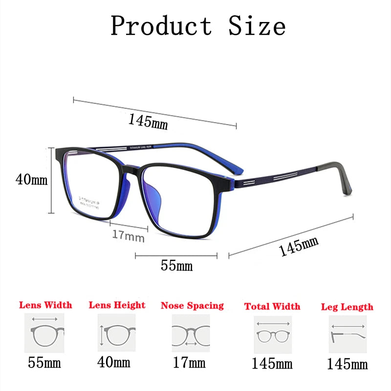 Kocolior Men's Full Rim Large Square Tr 90 Titanium Alloy Eyeglasses 8906 Full Rim Kocolior   