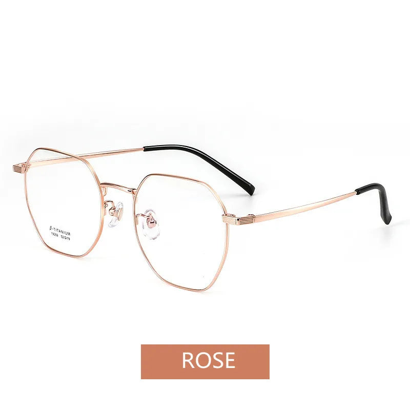 Kocolior Unisex Full Rim Irregular Polygon Titanium Alloy Eyeglasses 19059 Full Rim Kocolior Rose China 
