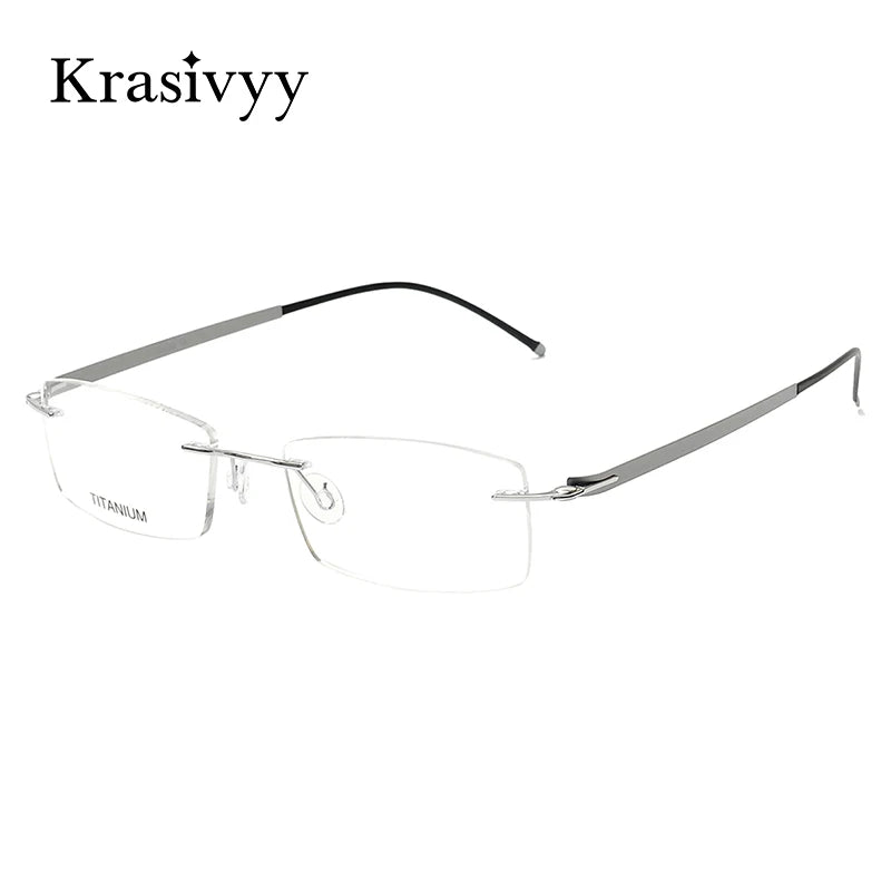 Krasivyy Unisex Rimless Square Oval Titanium Eyeglasses 316028