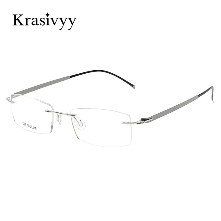 Krasivyy Unisex Rimless Square Oval Titanium Eyeglasses 316028