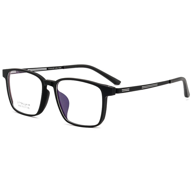 Kocolior Men's Full Rim Large Square Tr 90 Titanium Alloy Eyeglasses 8906 Full Rim Kocolior Black