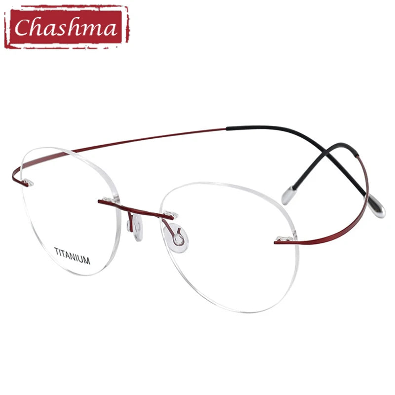 Chashma Women's Rimless Flat Top Round Titanium Eyeglasses 16017 Rimless Chashma