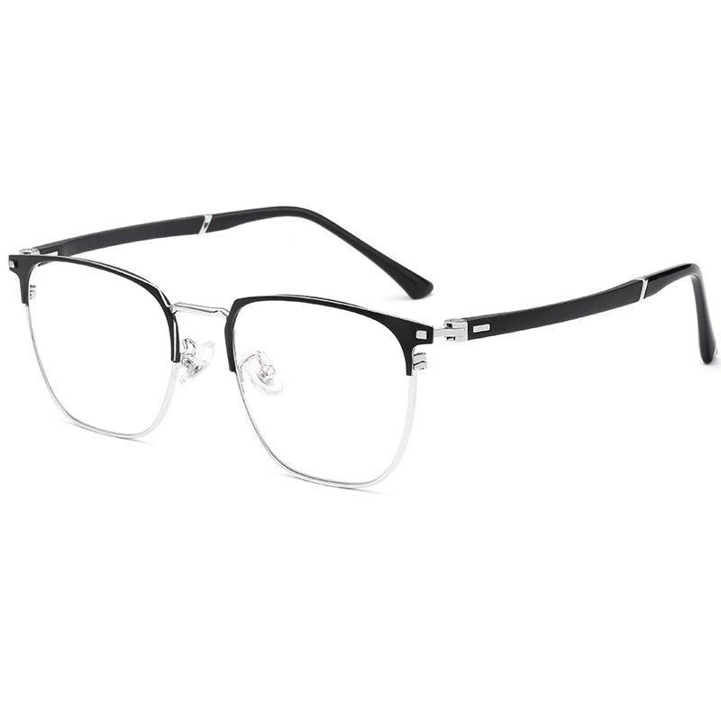 Hotochki Mens Semi Rim Square Alloy Eyeglasses 6120d Full Rim Hotochki Black Silver