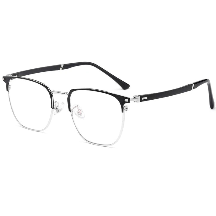 Hotochki Mens Semi Rim Square Alloy Eyeglasses 6120d Full Rim Hotochki Black Silver