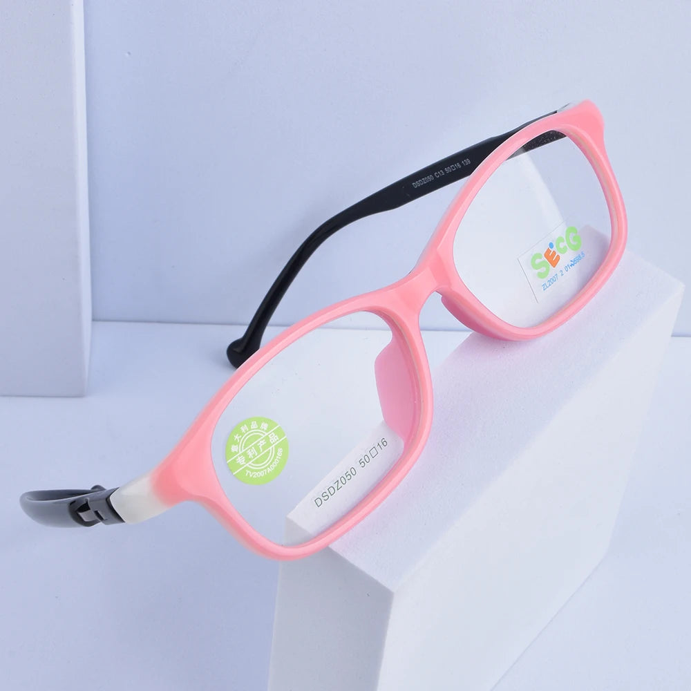 Secg Unisex Children's Full Rim Square Tr 90 Silicone Eyeglasses 26047 Full Rim Secg