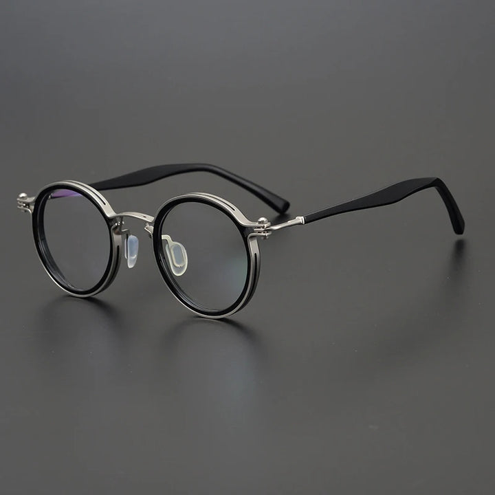 Gatenac Unisex Full Rim Round Acetate Titanium Frame Eyeglasses Gxyj576 Full Rim Gatenac 1