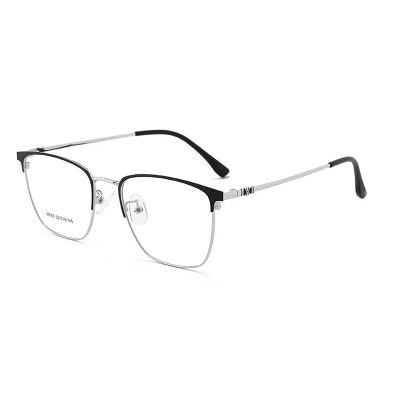Kocolior Unisex Full Rim Square Acetate Alloy Hyperopic Reading Glasses 38005 Reading Glasses Kocolior Black Silver China +25
