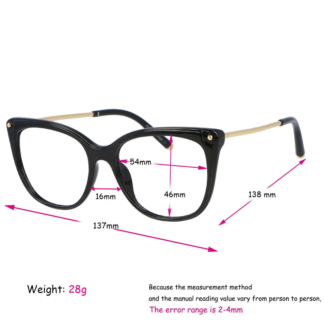 CCspace Women's Full Rim Cat Eye Tr 90 Titanium Reading Glasses R45818 Reading Glasses CCspace