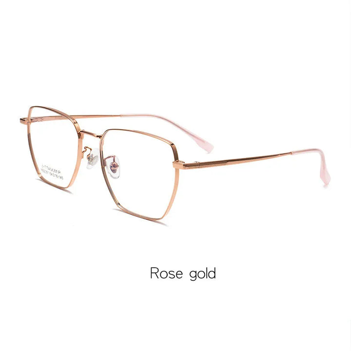 Kocolior Unisex Full Rim Polygon Titanium Alloy Eyeglasses 2051 Full Rim Kocolior Rose China 