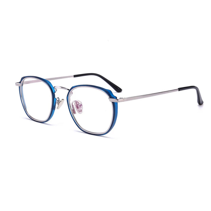 Aimee Unisex Full Rim Polygon Square Acetate Alloy Eyeglasses 54137 Full Rim Aimee Blue
