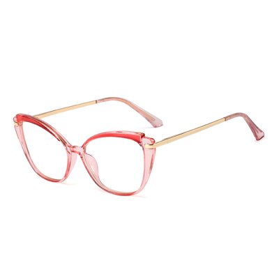 Ralferty Women's Full Rim Square Cat Eye Acetate Eyeglasses F95285 Full Rim Ralferty C4 Clear Pink  