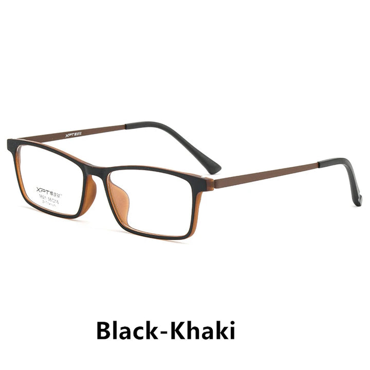 Kocolior Men's Full Rim Large Square Tr 90 Titanium Alloy Eyeglasses 9821 Full Rim Kocolior Black Khaki  