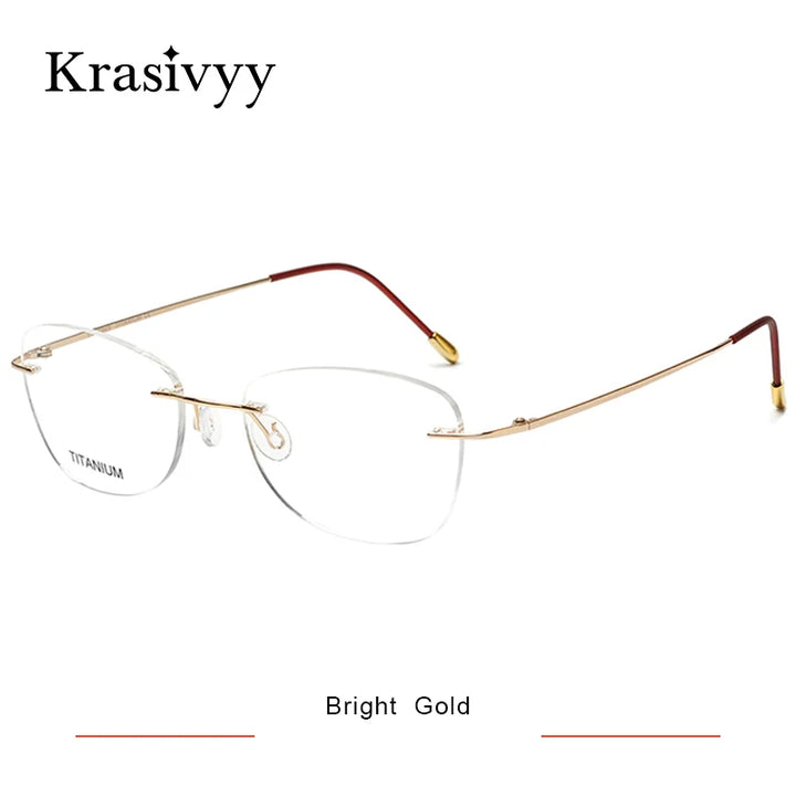 Krasivyy Women's Rimless Polygon Square Titanium Eyeglasses 36013