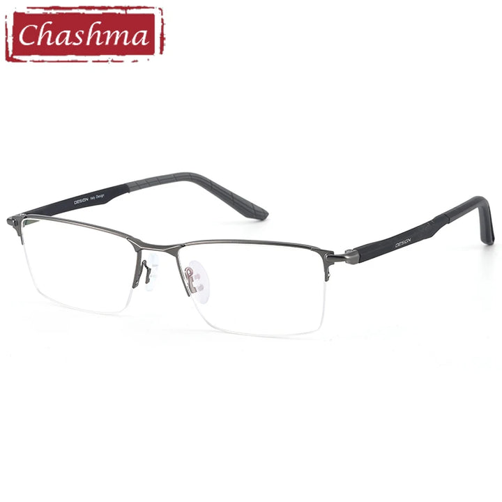 Chashma Ochki Men's Semi Rim Square Alloy Eyeglasses 49453 Semi Rim Chashma Ochki Gray