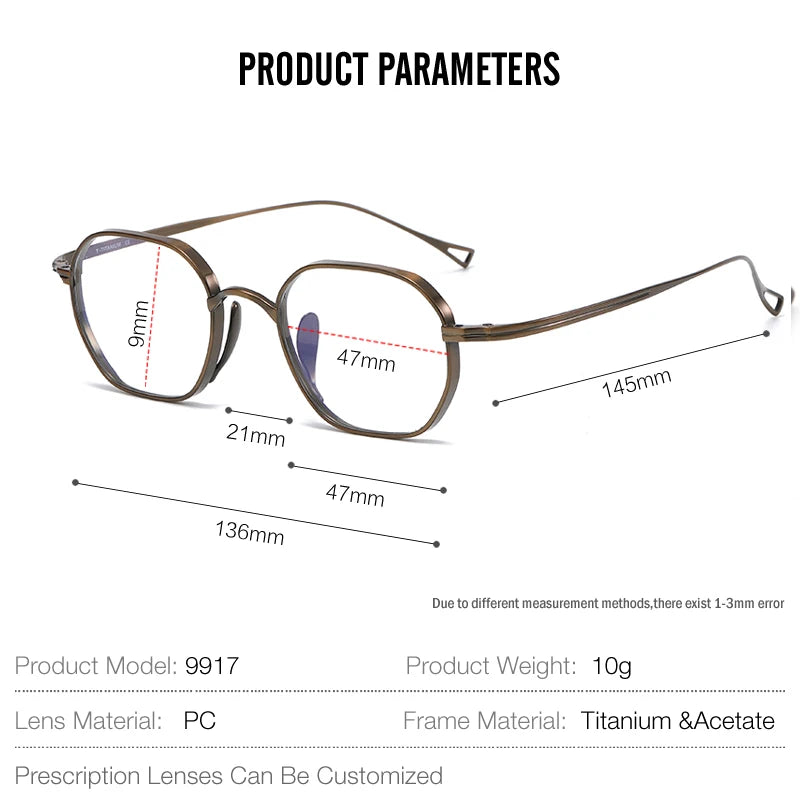 Muzz Women's Full Rim Flat Top Polygon Titanium Eyeglasses 819917