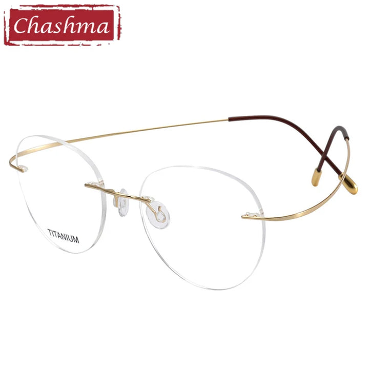 Chashma Women's Rimless Flat Top Round Titanium Eyeglasses 16017 Rimless Chashma