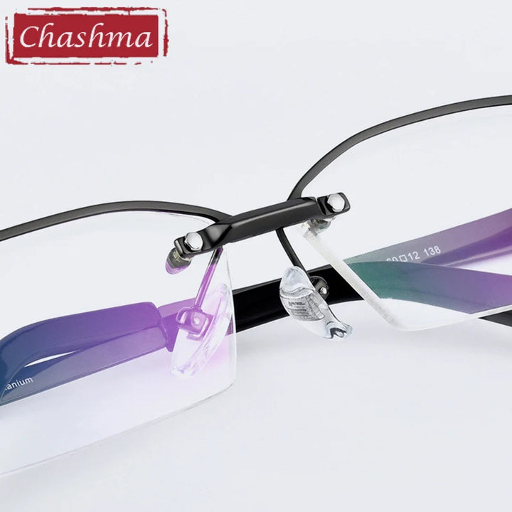 Chashma Ochki Unisex Semi Rimless Oval Titanium Eyeglasses 41143 Semi Rim Chashma Ochki