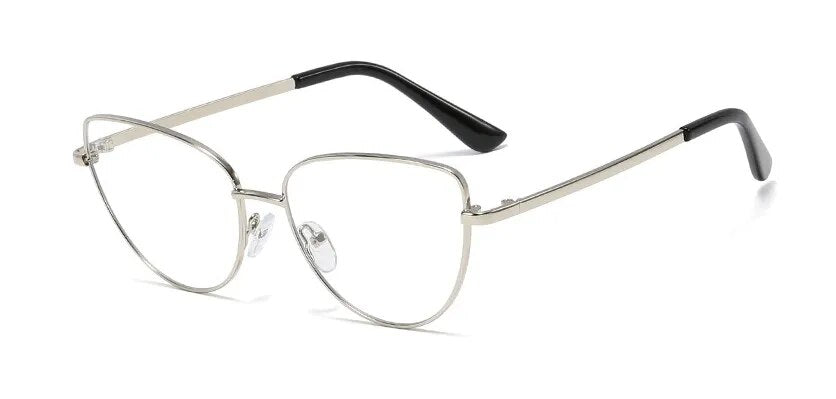 CCspace Women's Full Rim Cat Eye Acetate Alloy Hyperopic Reading Glasses R45969 Reading Glasses CCspace C2 silver 0