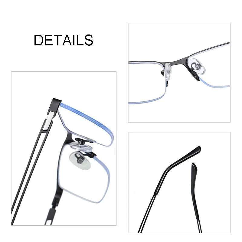 Hotochki Men's Semi Rim Square Alloy Eyeglasses 5916 Semi Rim Hotochki
