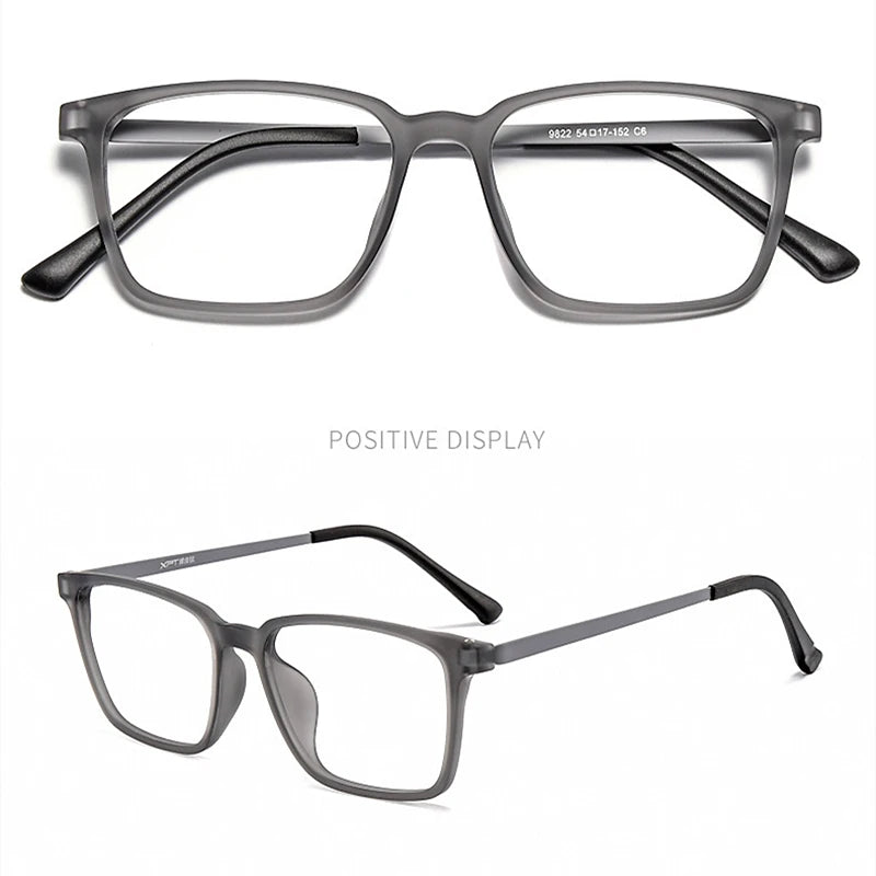 Kocolior Men's Full Rim Large Square Titanium Eyeglasses 9822 Full Rim Kocolior Transparent Gray  