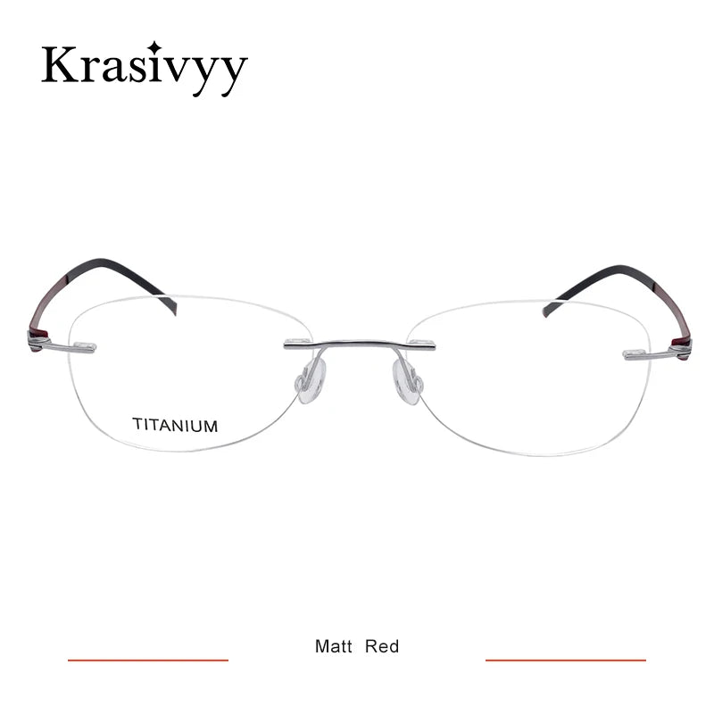 Krasivyy Women's Rimless Oval Screwless Titanium Eyeglasses 315003