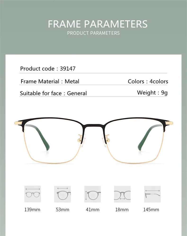 Kocolior Unisex Full Rim Square Alloy Eyeglasses 39147 Full Rim Kocolior