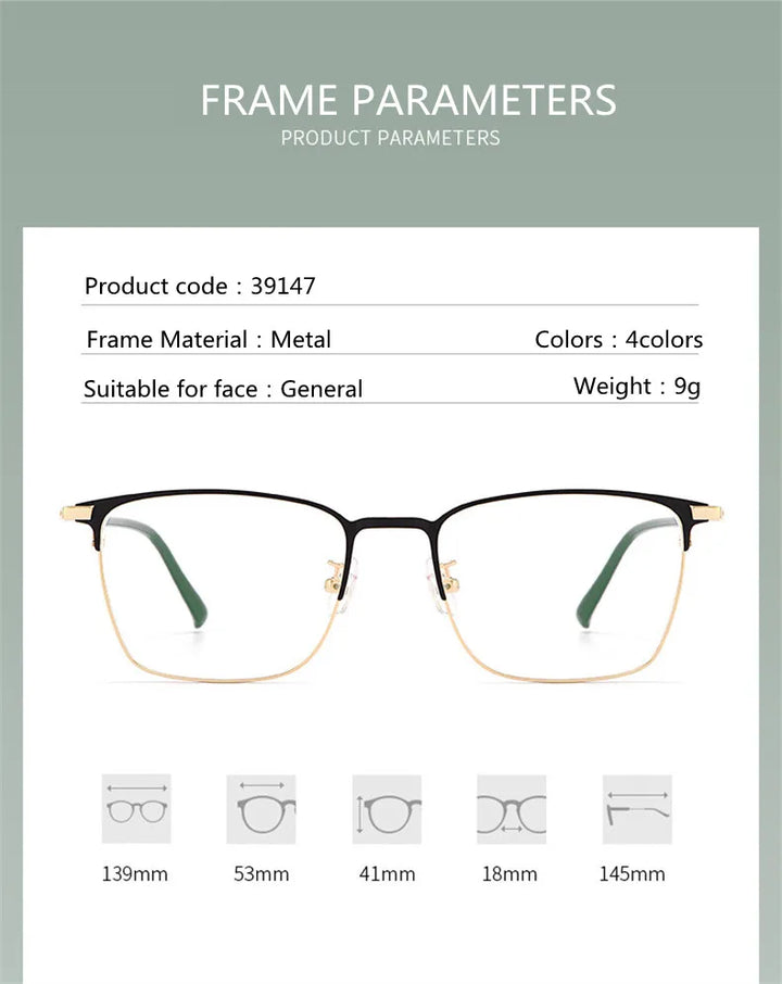 Kocolior Unisex Full Rim Square Alloy Eyeglasses 39147 Full Rim Kocolior