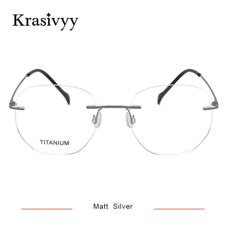 Krasivyy Women's Rimless Polygon Oval Titanium Eyeglasses 315010