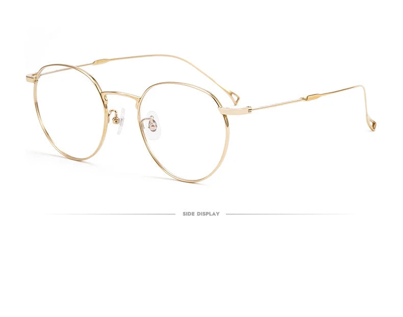 Muzz Unisex Full Rim Round Titanium Eyeglasses 86246 Full Rim Muzz Gold