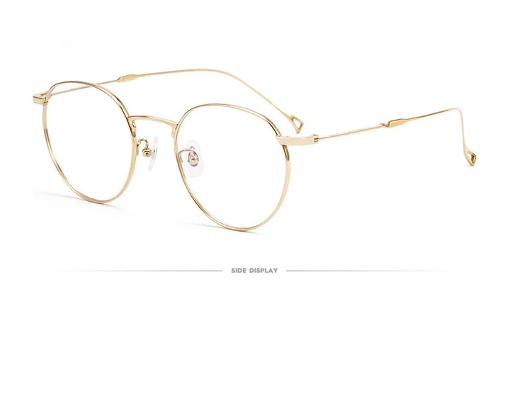 Muzz Unisex Full Rim Round Titanium Eyeglasses 86246 Full Rim Muzz Gold