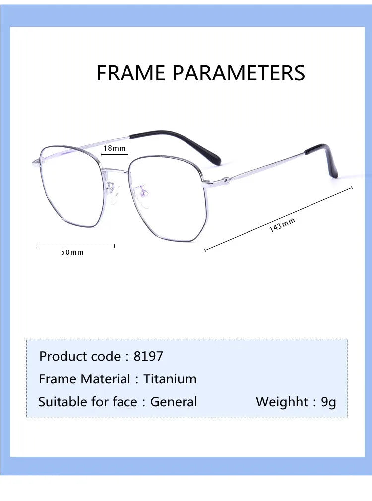 Kocolior Unisex Full Rim Polygon Titanium Eyeglasses 8197 Full Rim Kocolior   