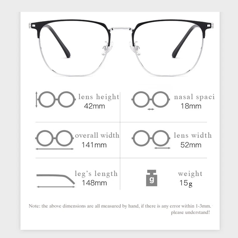 Hotochki Mens Semi Rim Square Alloy Eyeglasses 6120d Full Rim Hotochki