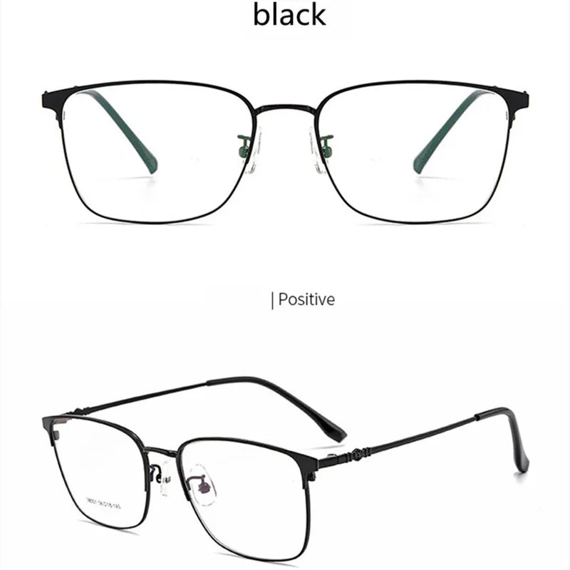 Kocolior Unisex Full Rim Large Square Alloy Hyperopic Reading Glasses 38001 Reading Glasses Kocolior Black +25