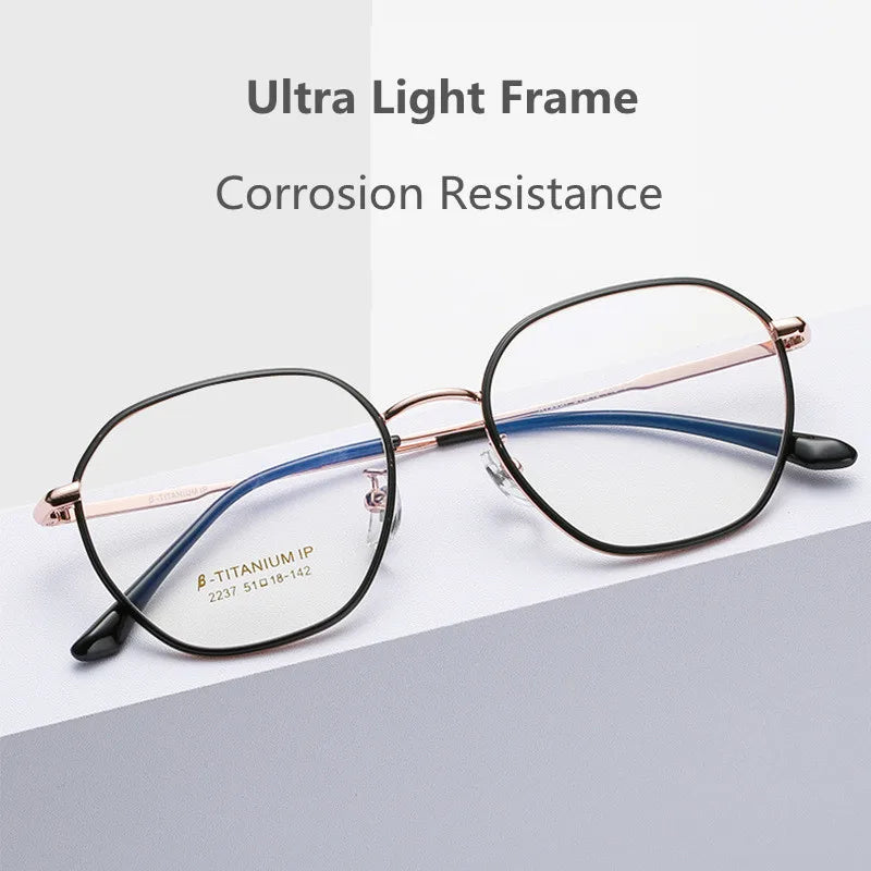 Kocolior Unisex Full Rim Polygon Titanium Alloy Eyeglasses 2237 Full Rim Kocolior