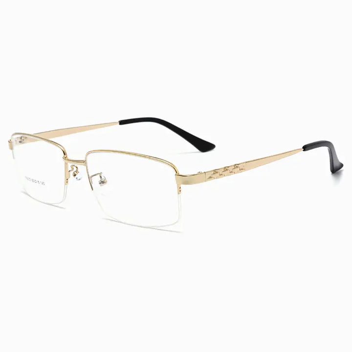 Hotochki Men's Semi Rim Big Square Alloy Eyeglasses 603244