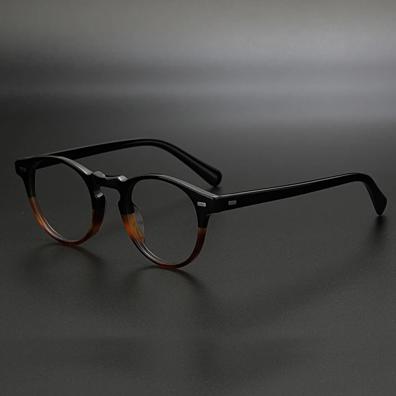 Hewei Unisex Full Rim Round Acetate Eyeglasses 0005 Full Rim Hewei dark tortoise