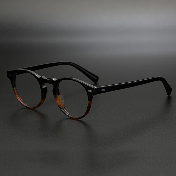 Hewei Unisex Full Rim Round Acetate Eyeglasses 0005 Full Rim Hewei dark tortoise