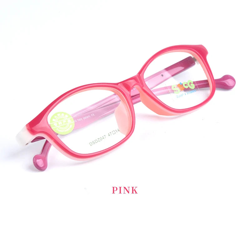 Secg Unisex Children's Full Rim Square Tr 90 Silicone Eyeglasses 26047 Full Rim Secg pink