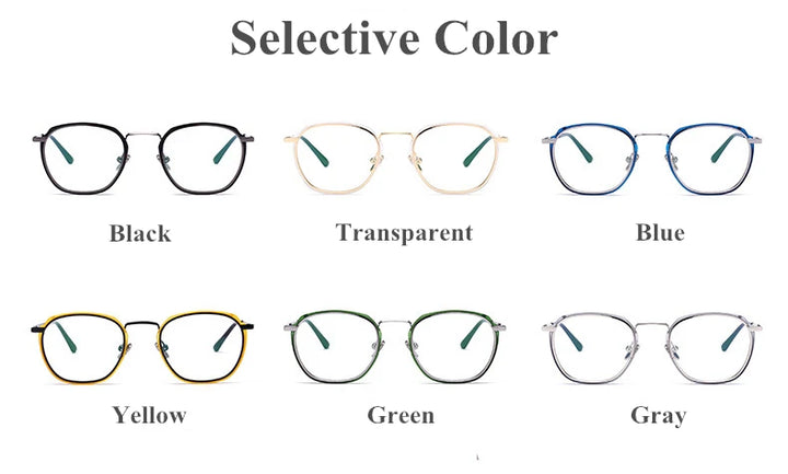 Aimee Unisex Full Rim Polygon Square Acetate Alloy Eyeglasses 54137 Full Rim Aimee