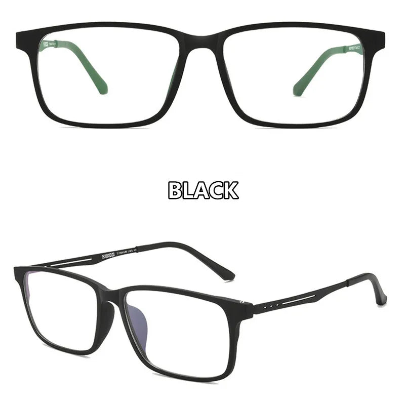 Kocolior Unisex Full Rim Square Tr 90 Titanium Hyperopic Reading Glasses F3003 Reading Glasses Kocolior Black 0