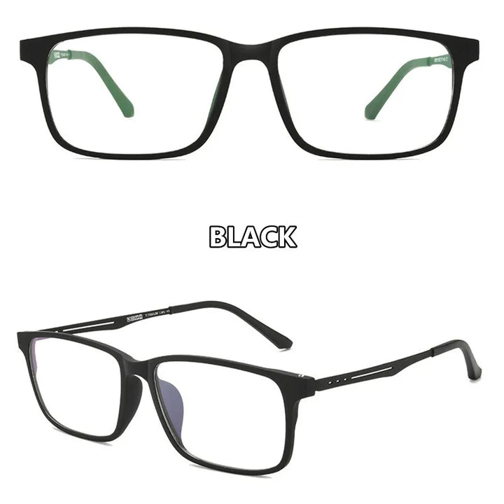 Kocolior Unisex Full Rim Square Tr 90 Titanium Hyperopic Reading Glasses F3003 Reading Glasses Kocolior Black 0