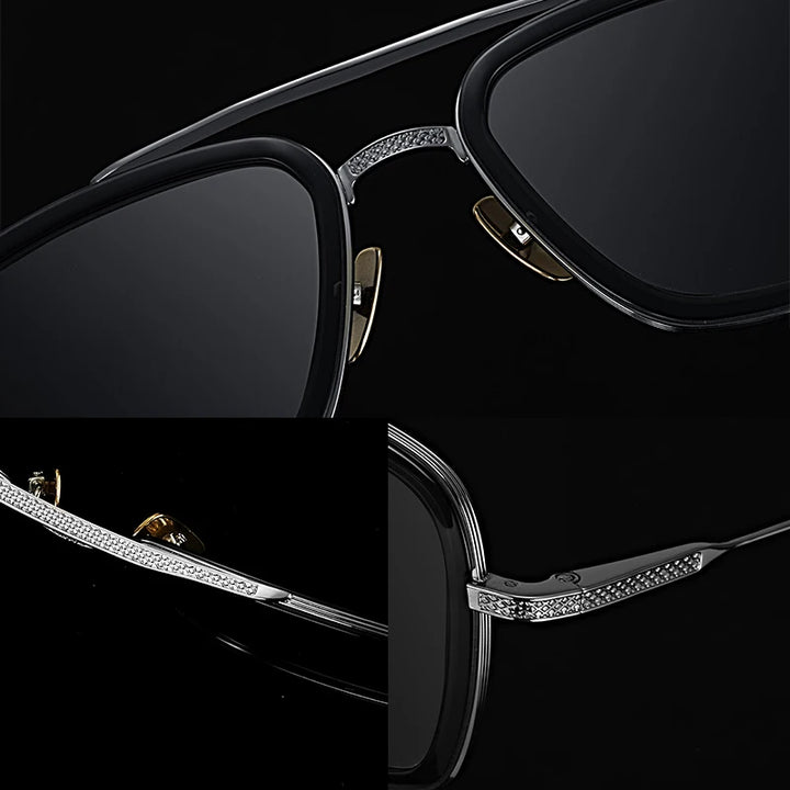 Hewei Unisex Full Rim Square Double Bridge Titanium Sunglasses S008 Sunglasses Hewei   